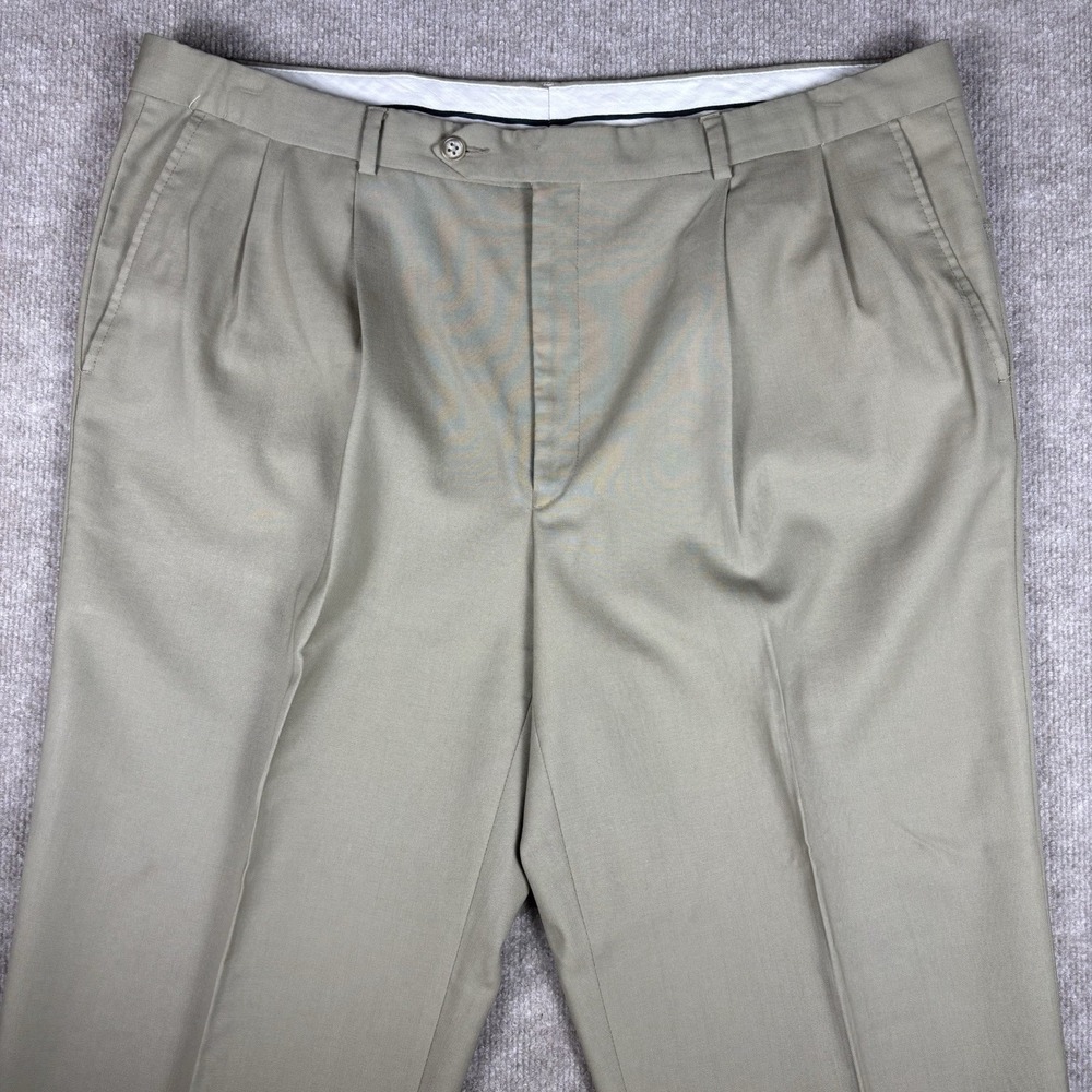 Lauren Ralph Lauren Super 100s Wool Dress Pants Men's 40x30 Khaki Pleated